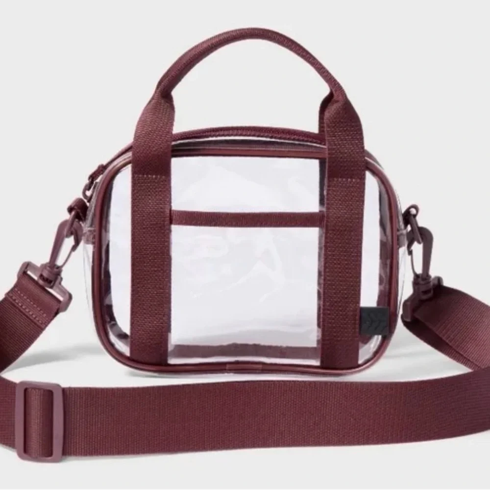 All in Motion Clear Burgundy Cosmetic Bag